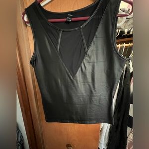 SHEIN faux leather cutout shirt